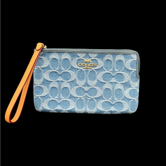 Coach Handbags - Coach Signature Medium Denim Zip Wristlet